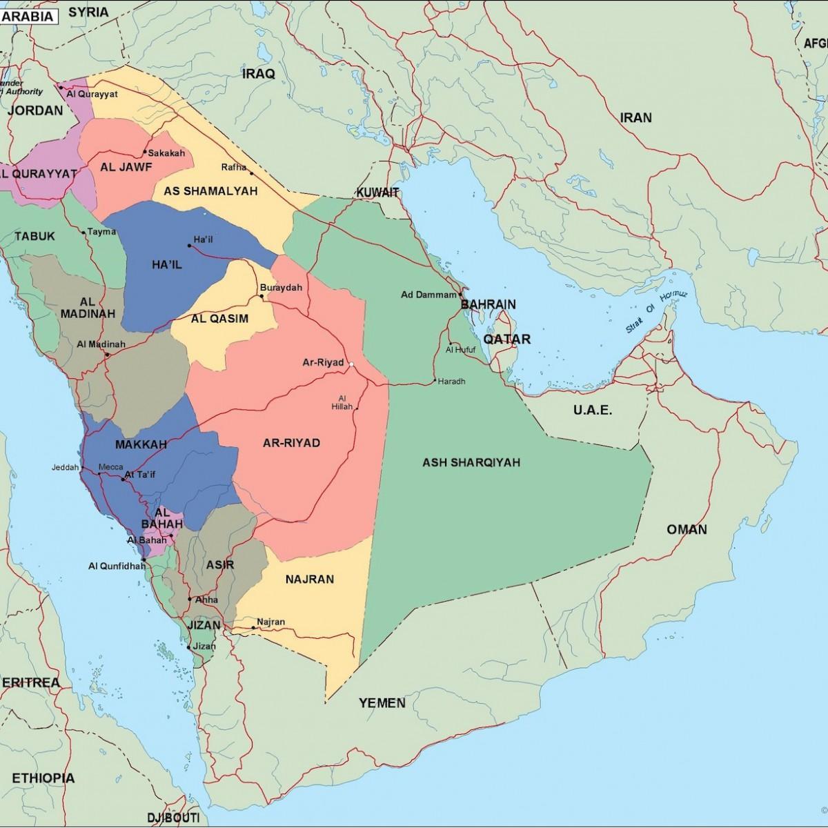 מפה של ערב הסעודית ערים